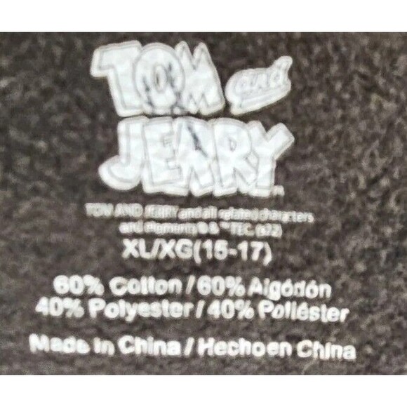 Tom & Jerry Sweater Juniors Size XL Retro Cropped Pullover Paint Splatter Black - Picture 4 of 4